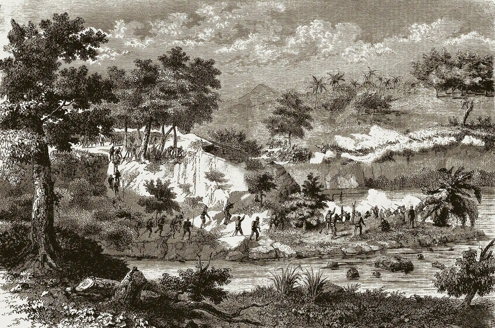 线描风景装饰画墙布壁纸壁画贴图下载【ID:1157716496】