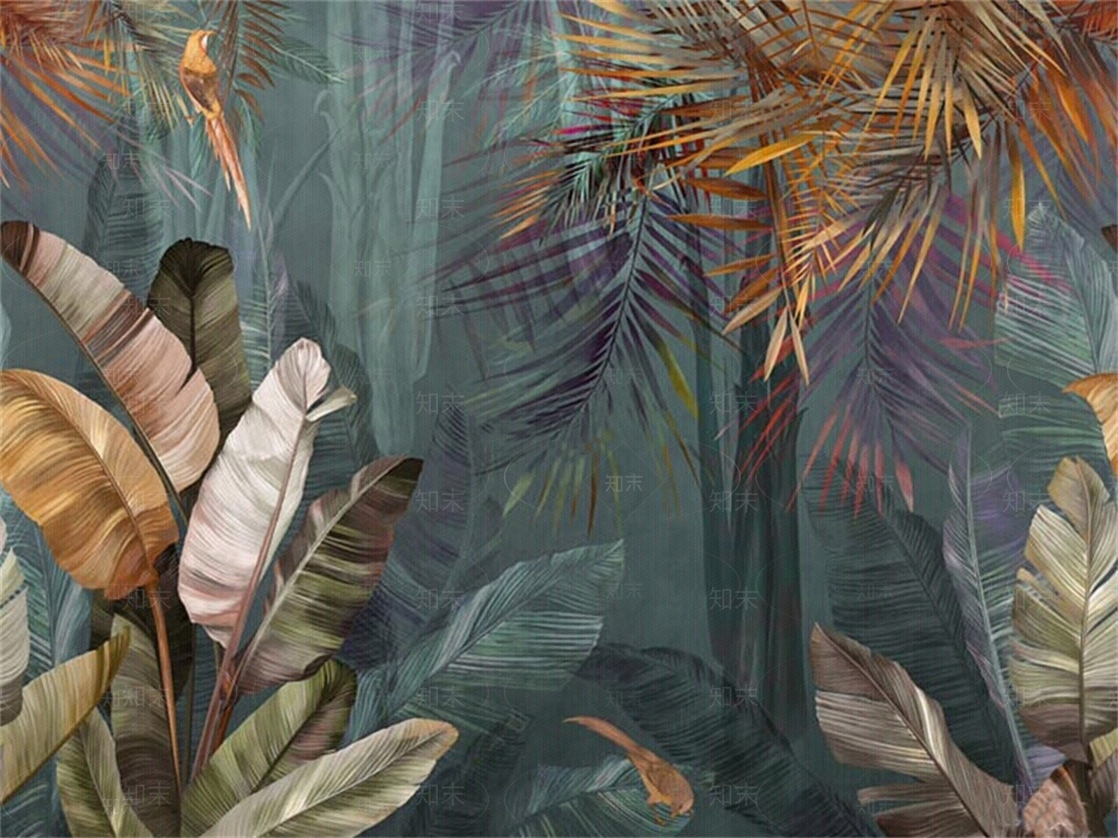 热带雨林树叶风景装饰画壁纸壁画墙布贴图下载【ID:1157717204】