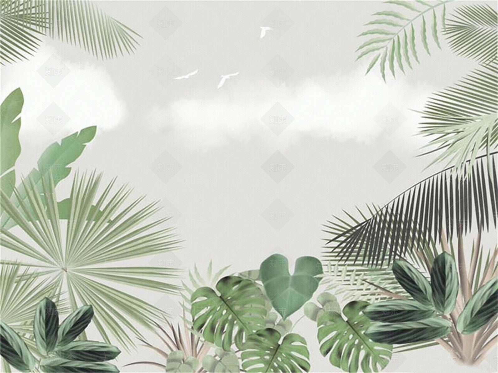热带雨林树叶风景装饰画壁纸壁画墙布贴图下载【ID:1157717404】