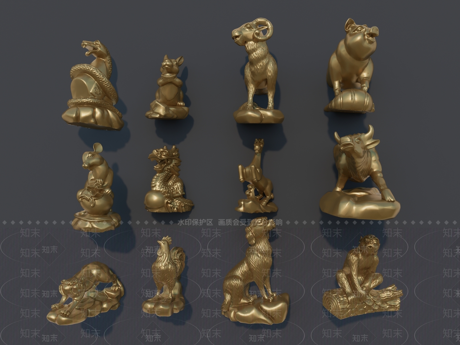 现代动物雕塑摆件SU模型下载【ID:1157719689】