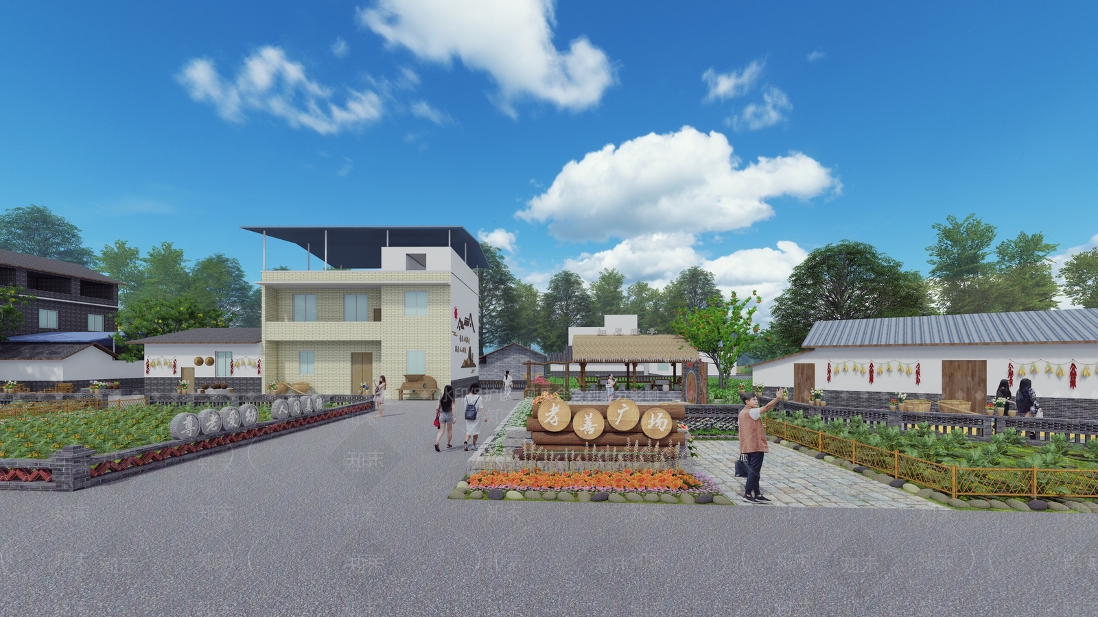 新中式广场景观SU模型下载【ID:1157720344】