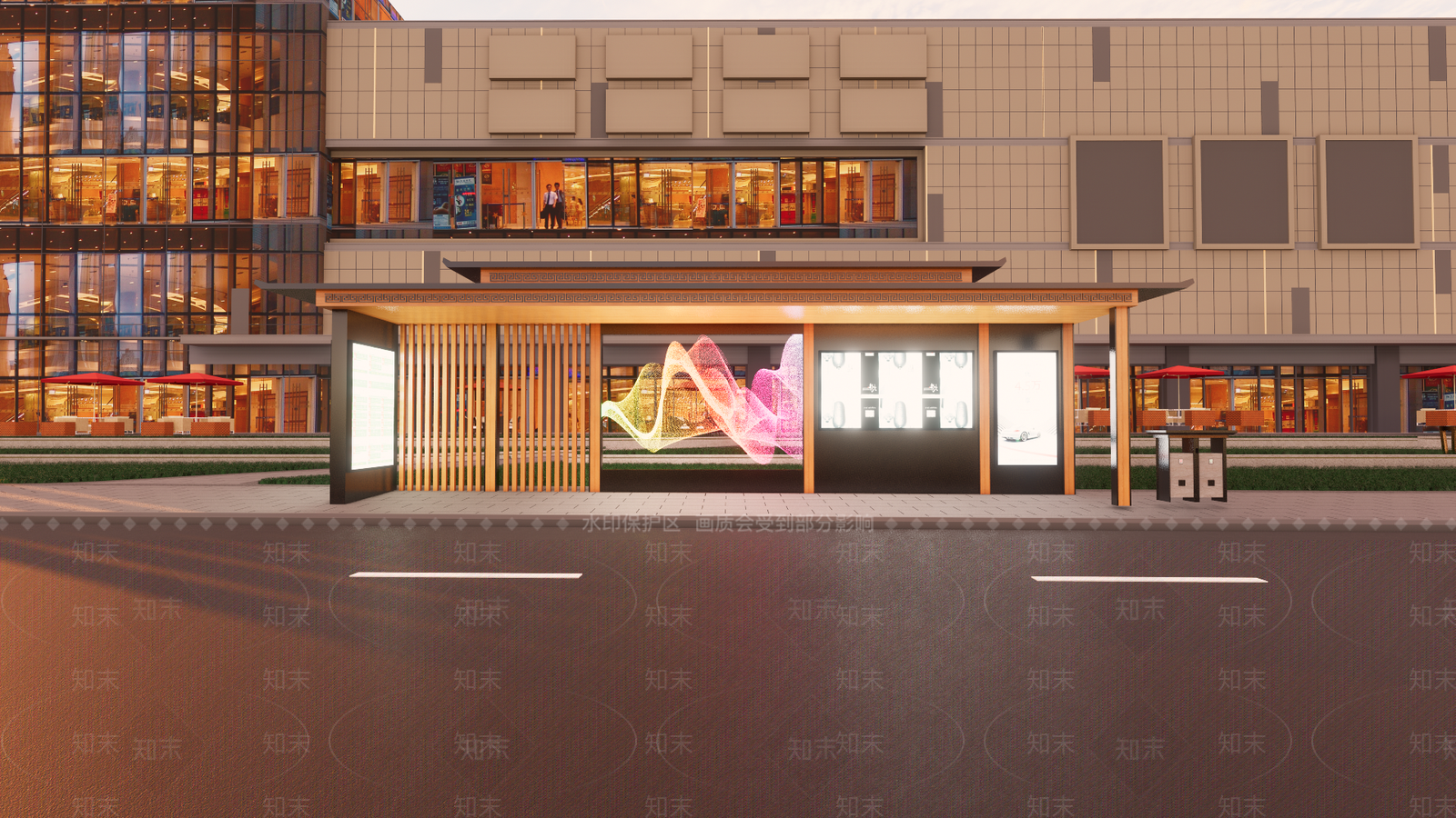 新中式户外公交车站SU模型下载【ID:1158723917】