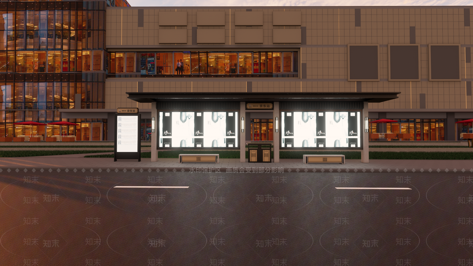 新中式户外公交车站SU模型下载【ID:1158724469】