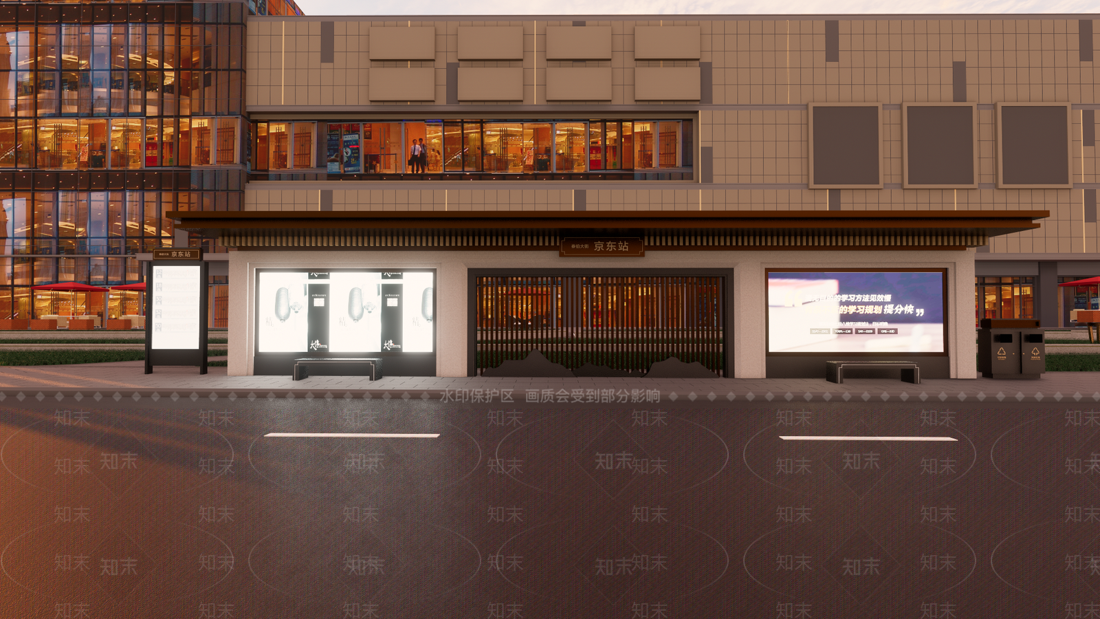 新中式户外公交车站SU模型下载【ID:1158724824】