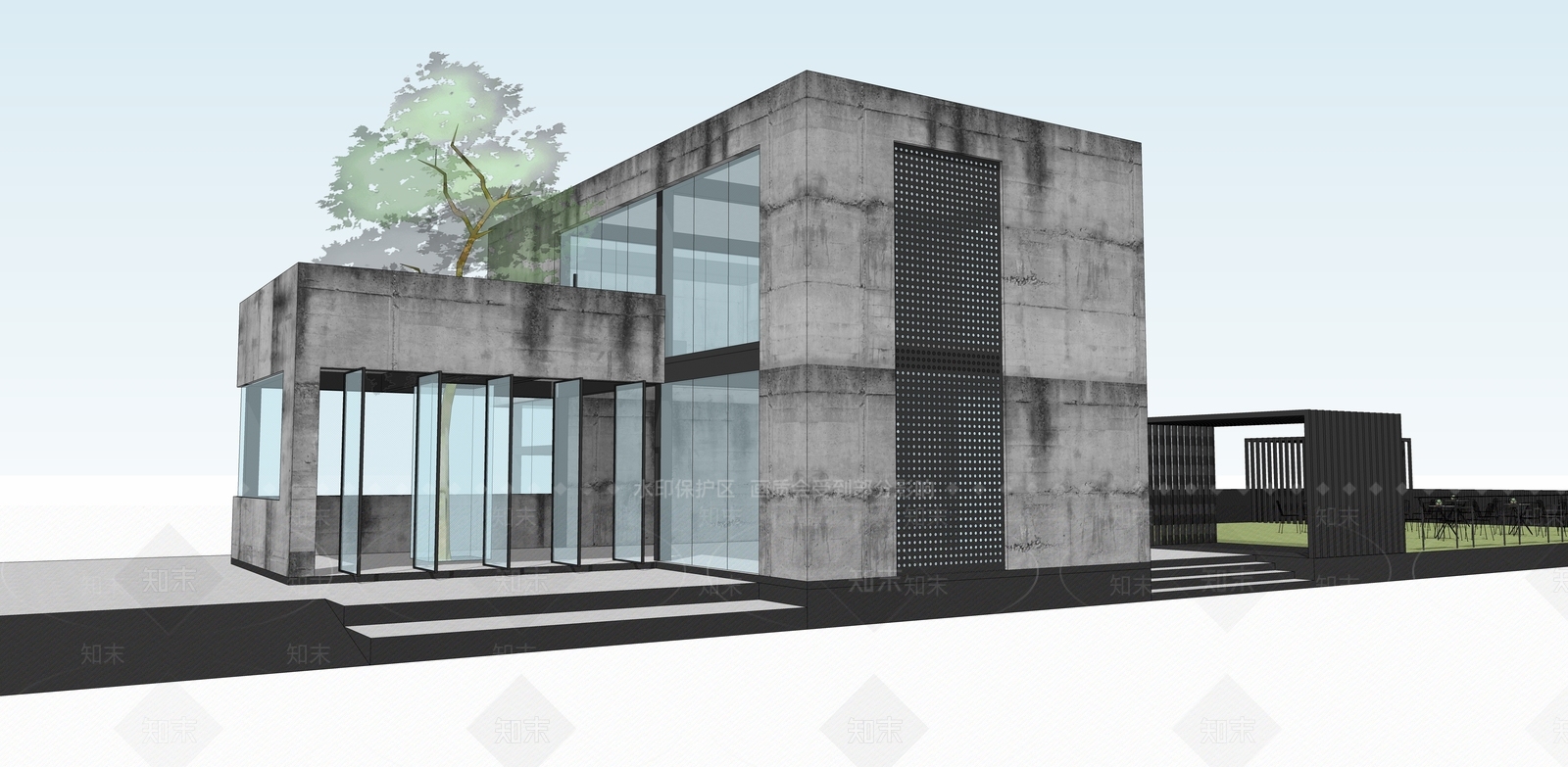 现代餐饮建筑SU模型下载【ID:1157721083】