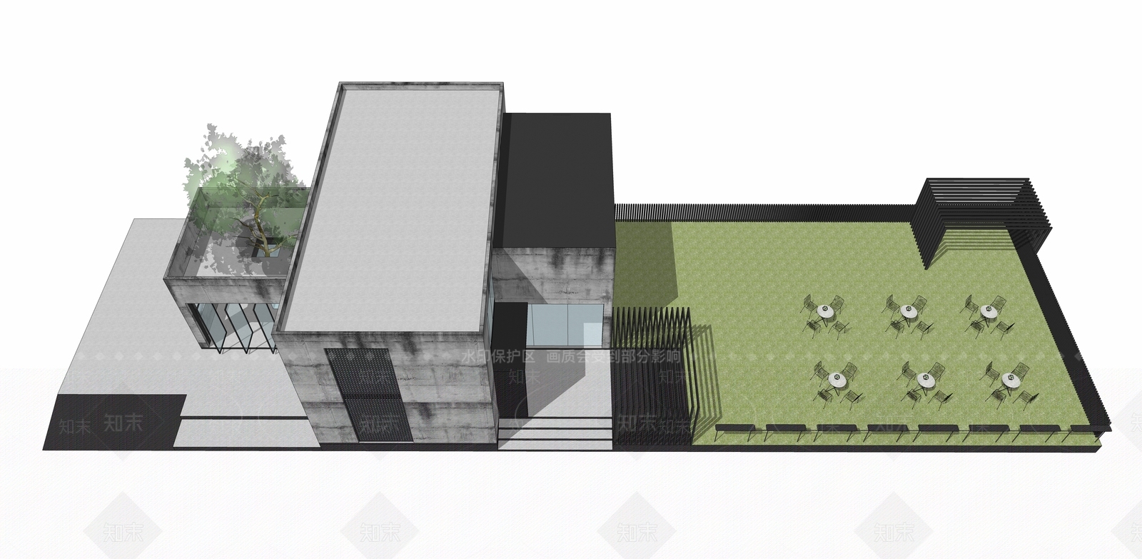 现代餐饮建筑SU模型下载【ID:1157721083】