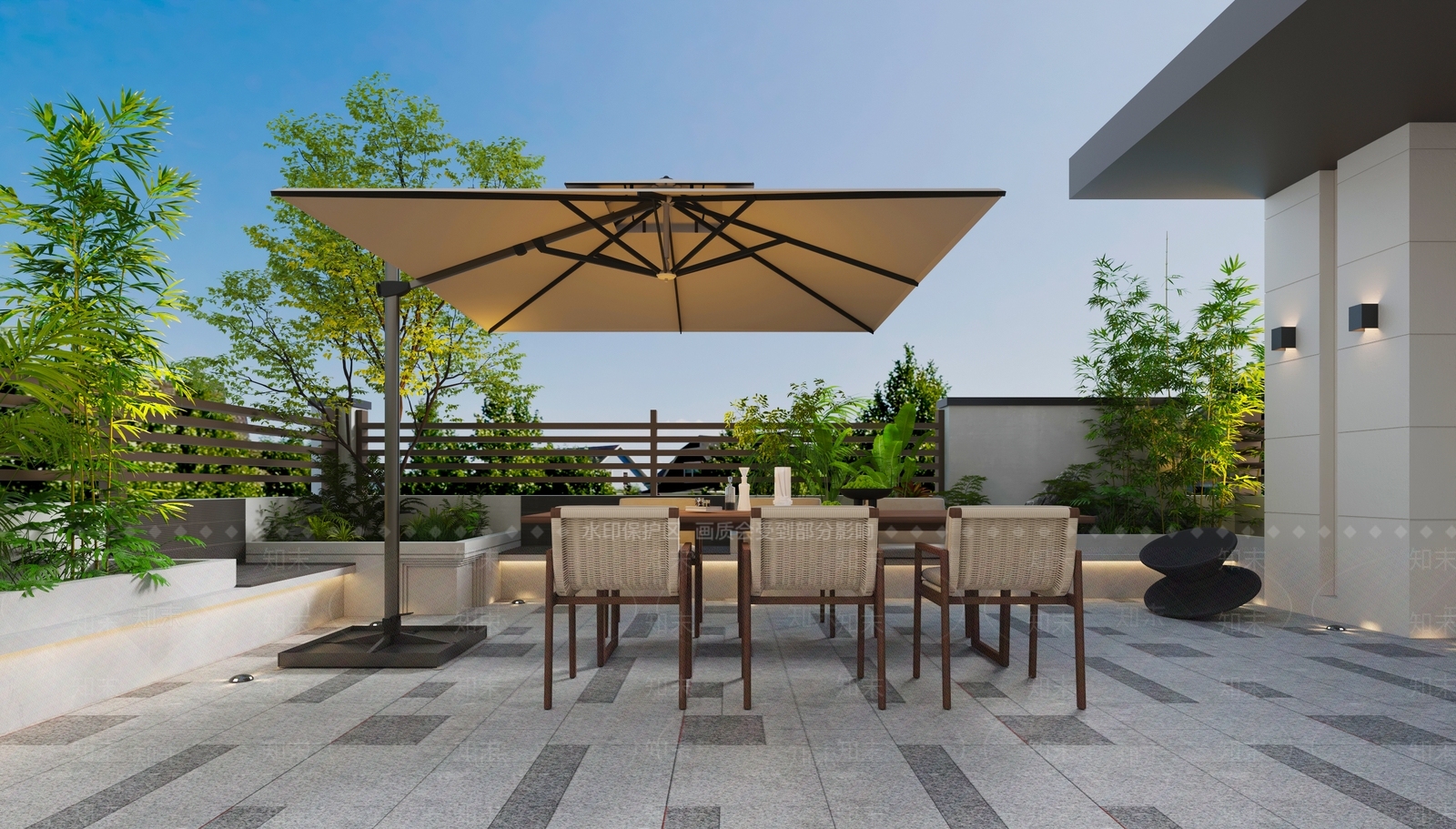 现代阳台花园3D模型下载【ID:1157728451】