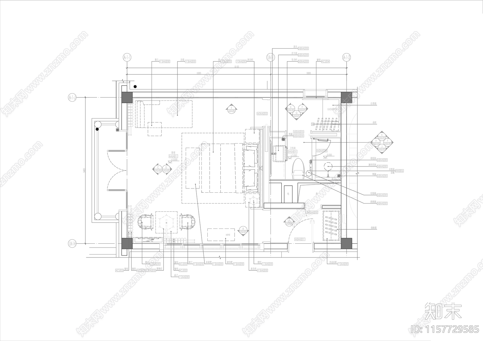 小型家居房施工图下载【ID:1157729585】