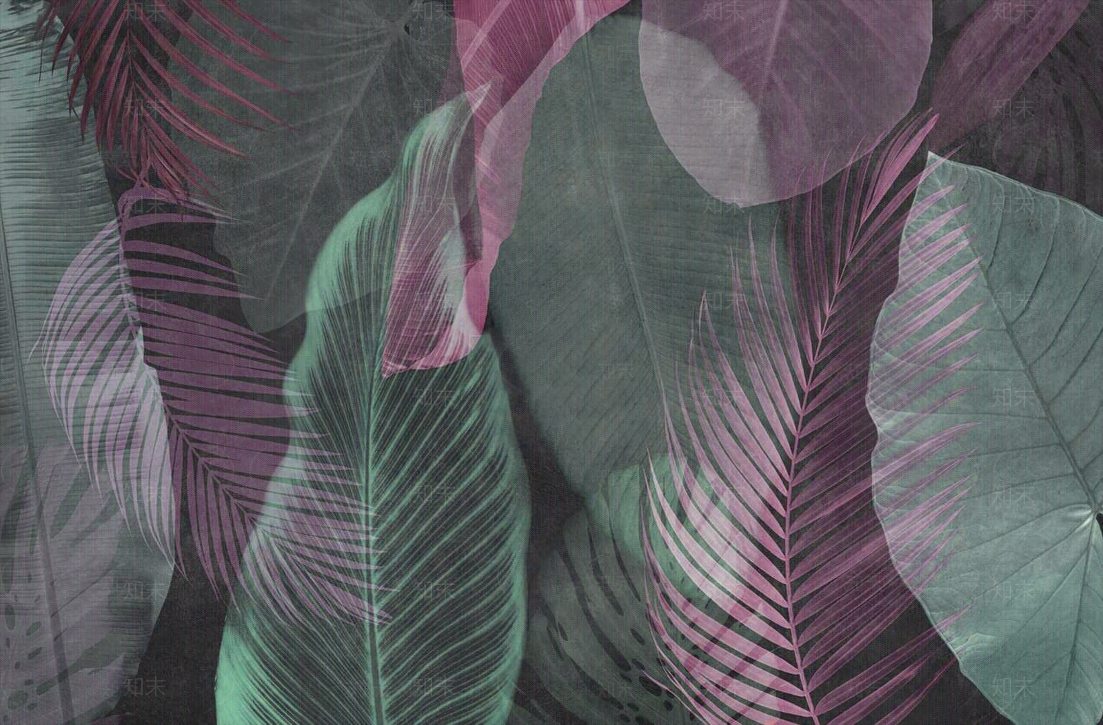 热带雨林树叶装饰画壁纸壁画墙布地毯贴图下载【ID:1157729702】