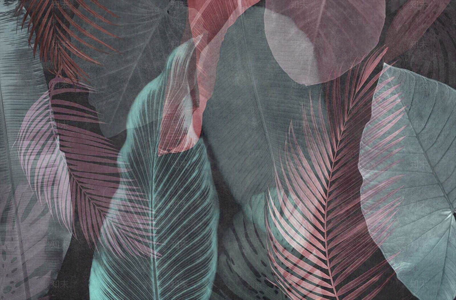 热带雨林树叶装饰画壁纸壁画墙布地毯贴图下载【ID:1157729914】