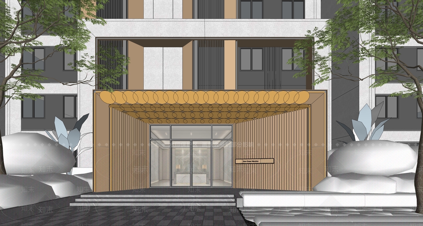 现代住宅入户门SU模型下载【ID:1157731131】