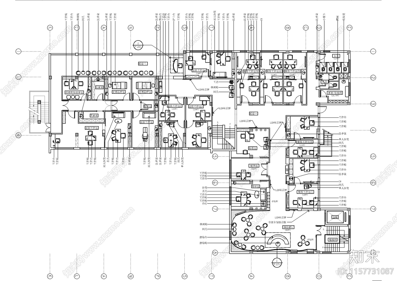 美容医院cad施工图下载【ID:1157731087】