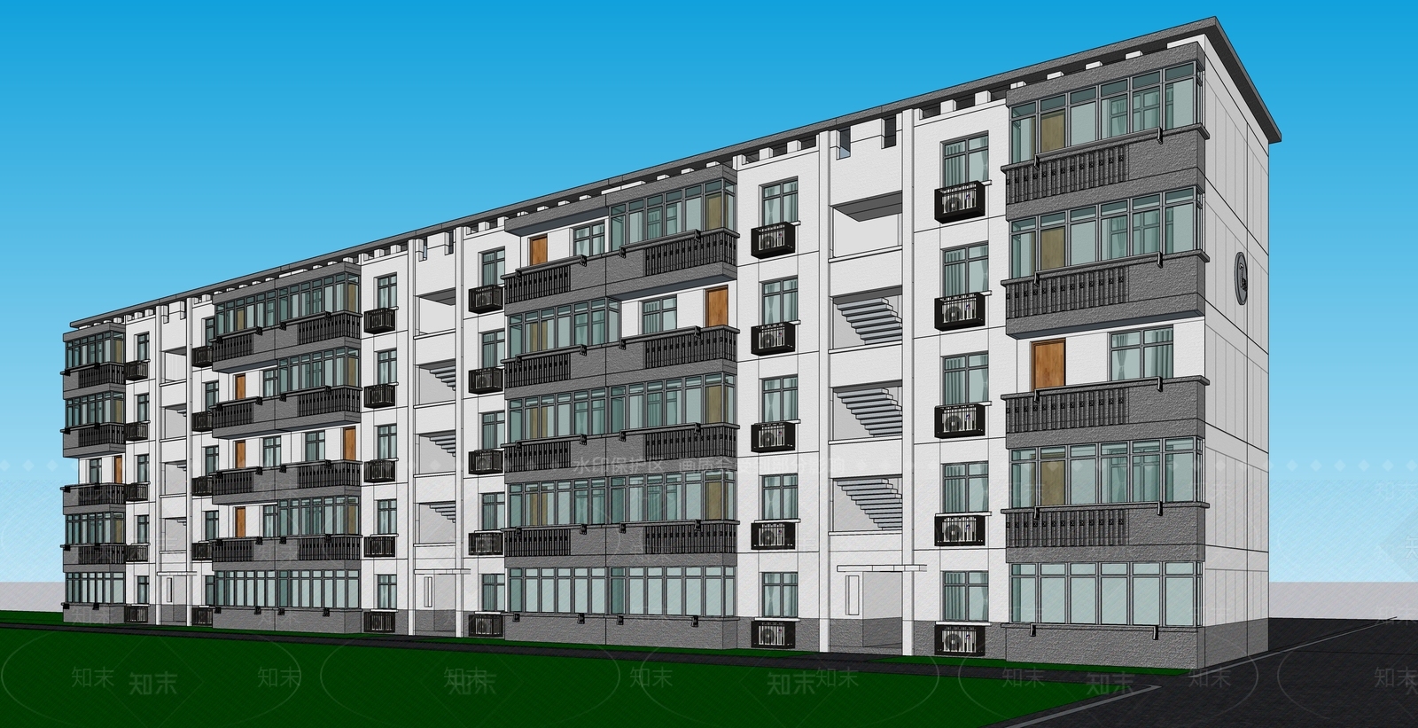 新中式多层住宅SU模型下载【ID:1157731587】