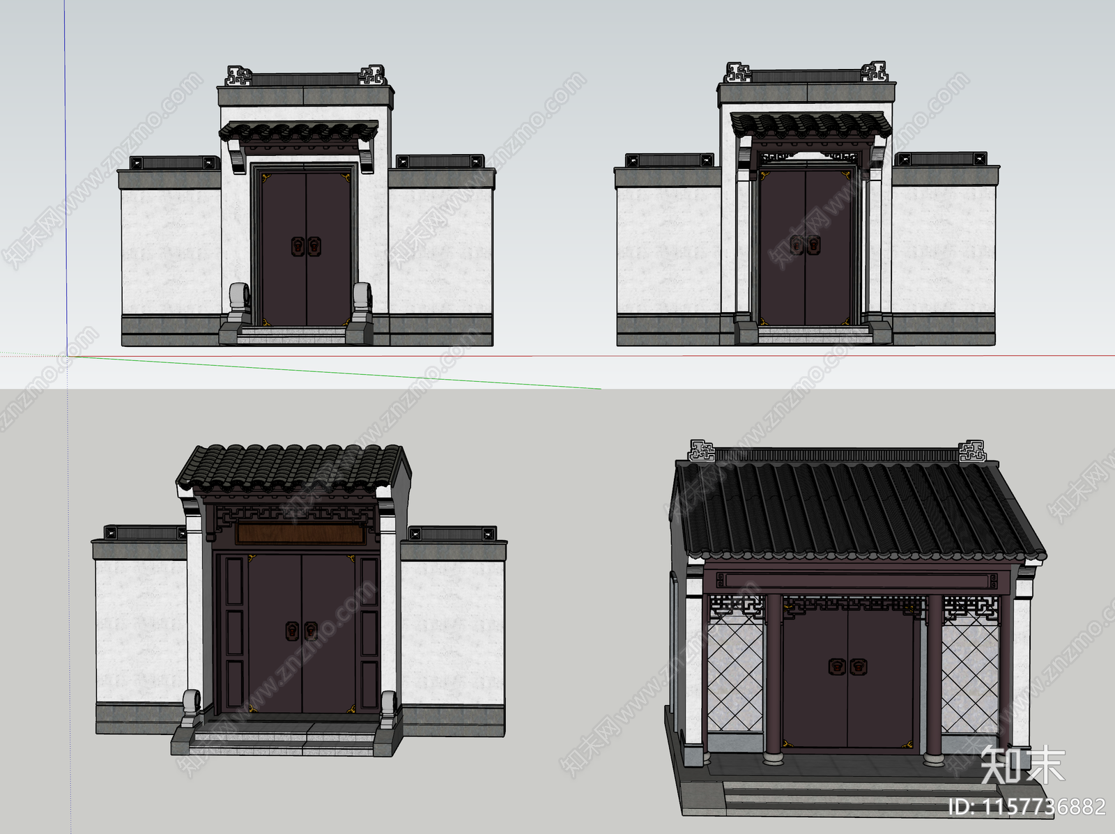 中式门头SU模型下载【ID:1157736882】