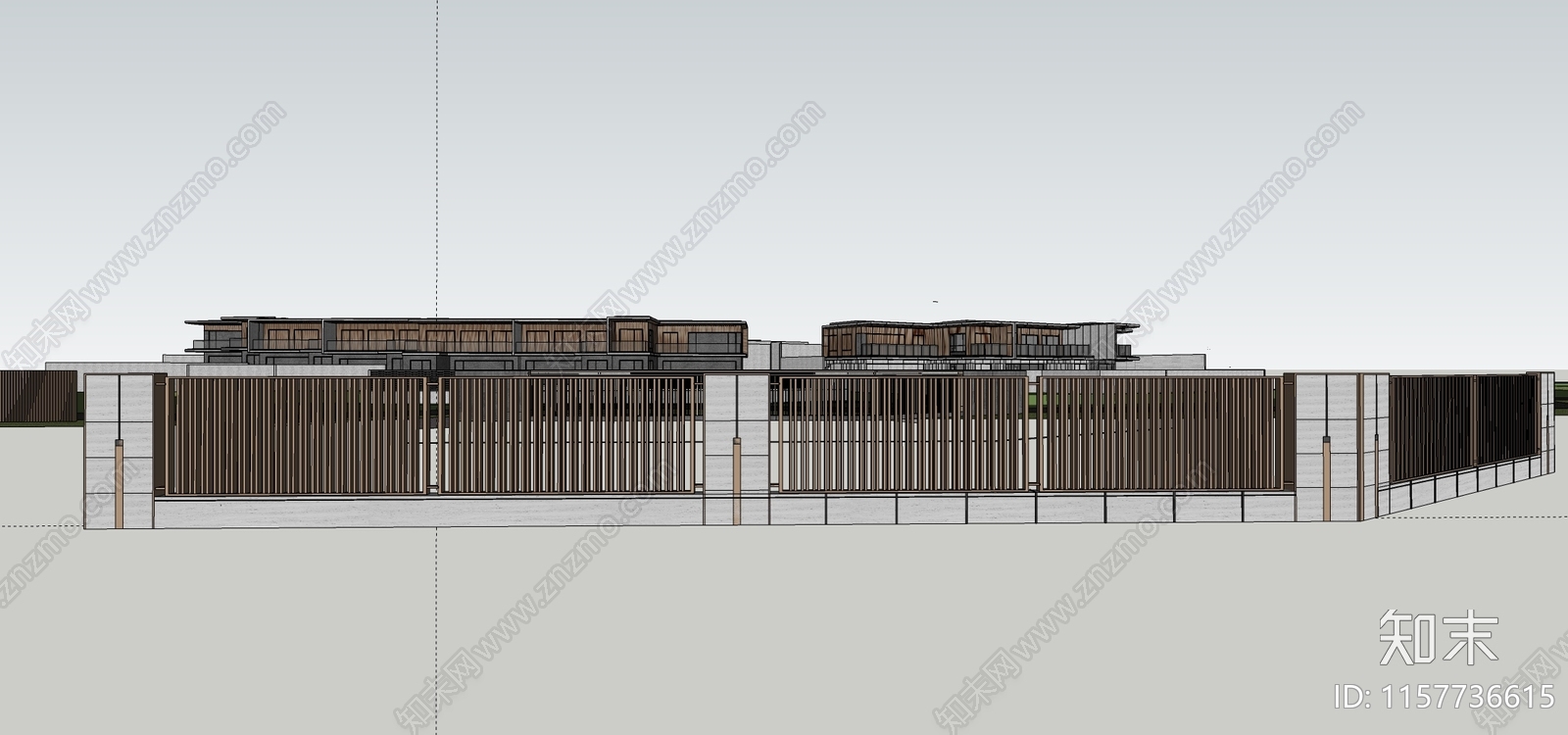 中式小区围栏SU模型下载【ID:1157736615】