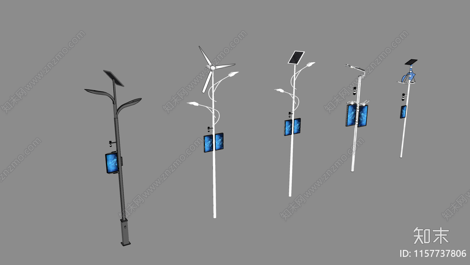 现代智慧交通太阳能路灯SU模型下载【ID:1157737806】