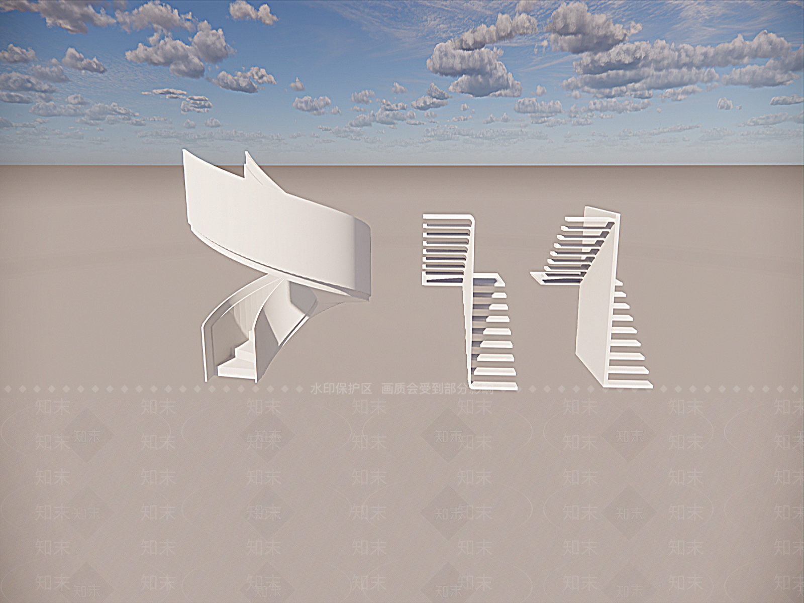 现代旋转楼梯SU模型下载【ID:1157737959】