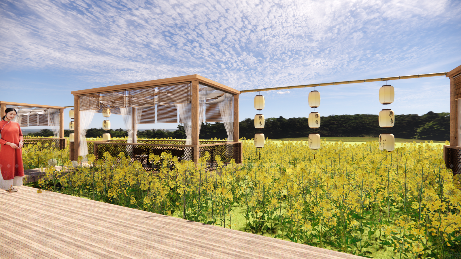 现代油菜花网红打卡基地SU模型下载【ID:1157742221】