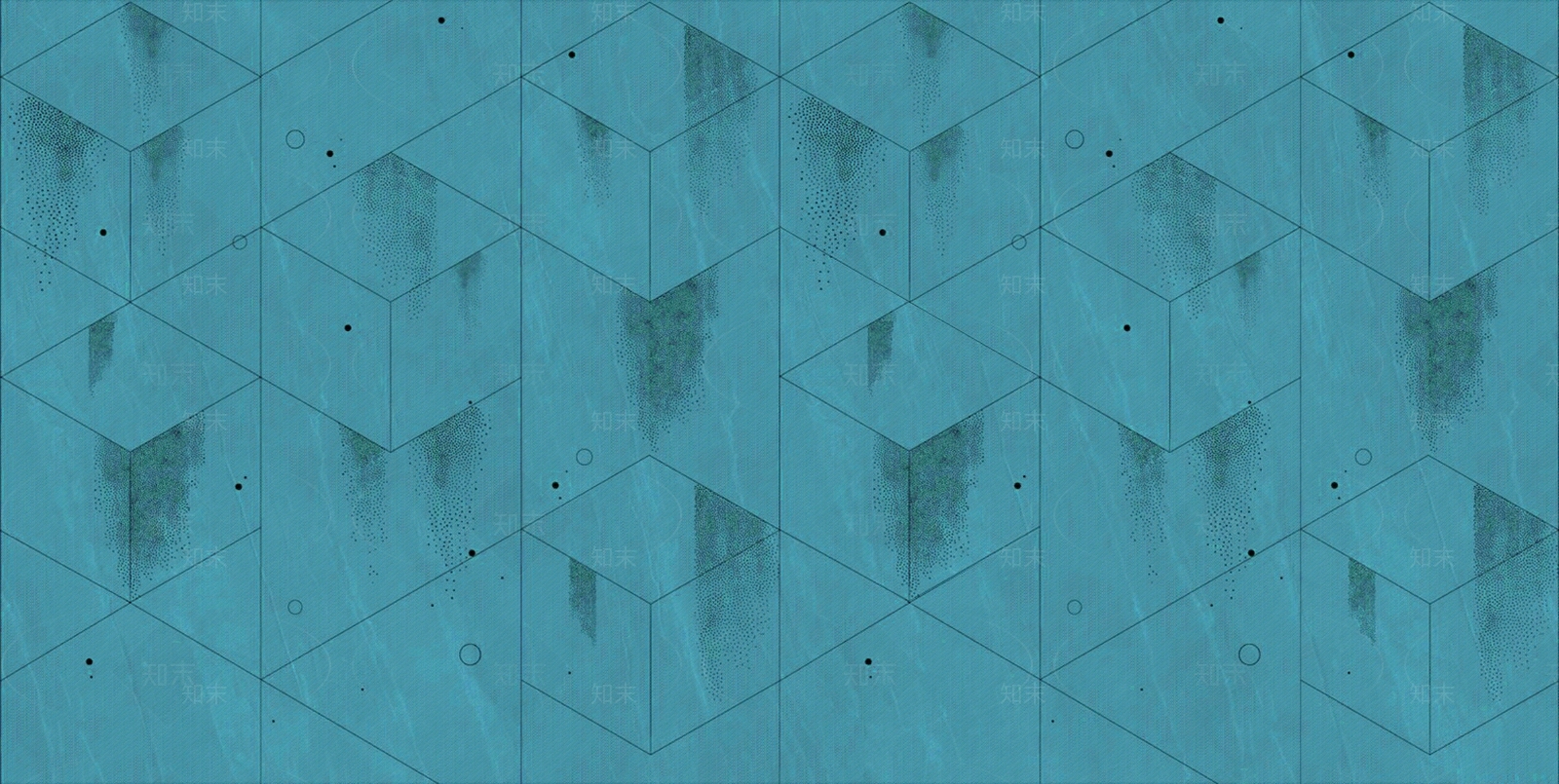 蓝色几何立体图案菱形分隔大理石纹壁纸壁画贴图下载【ID:1157743251】