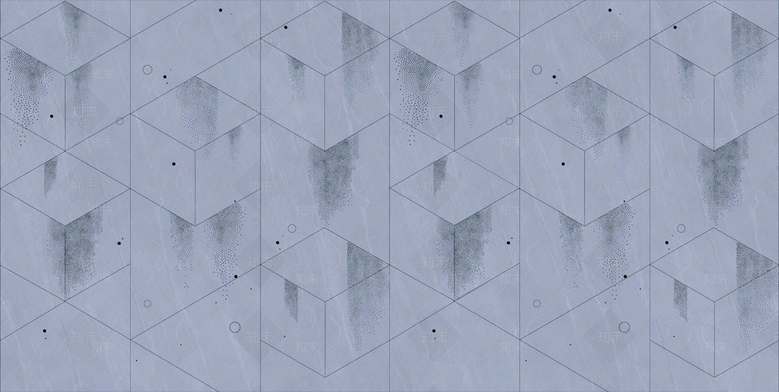 蓝灰色几何立体图案菱形分隔大理石纹壁纸壁画贴图下载【ID:1157743837】
