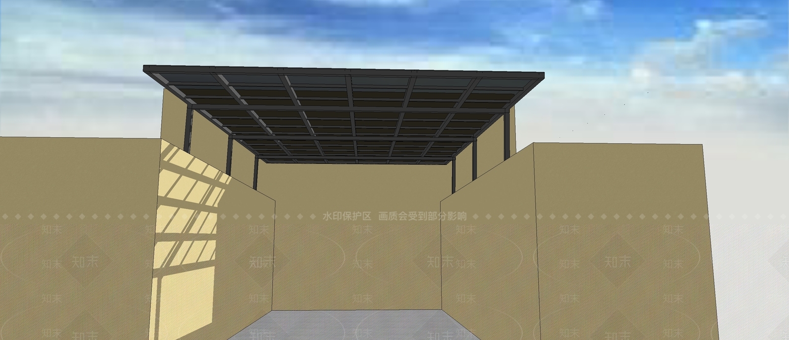现代铝合金雨棚SU模型下载【ID:1157744346】