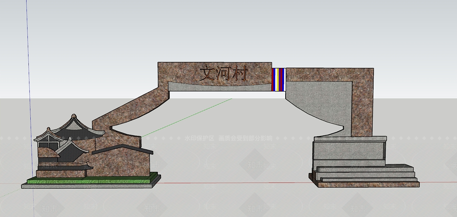 现代度假景区大门SU模型下载【ID:1157746636】