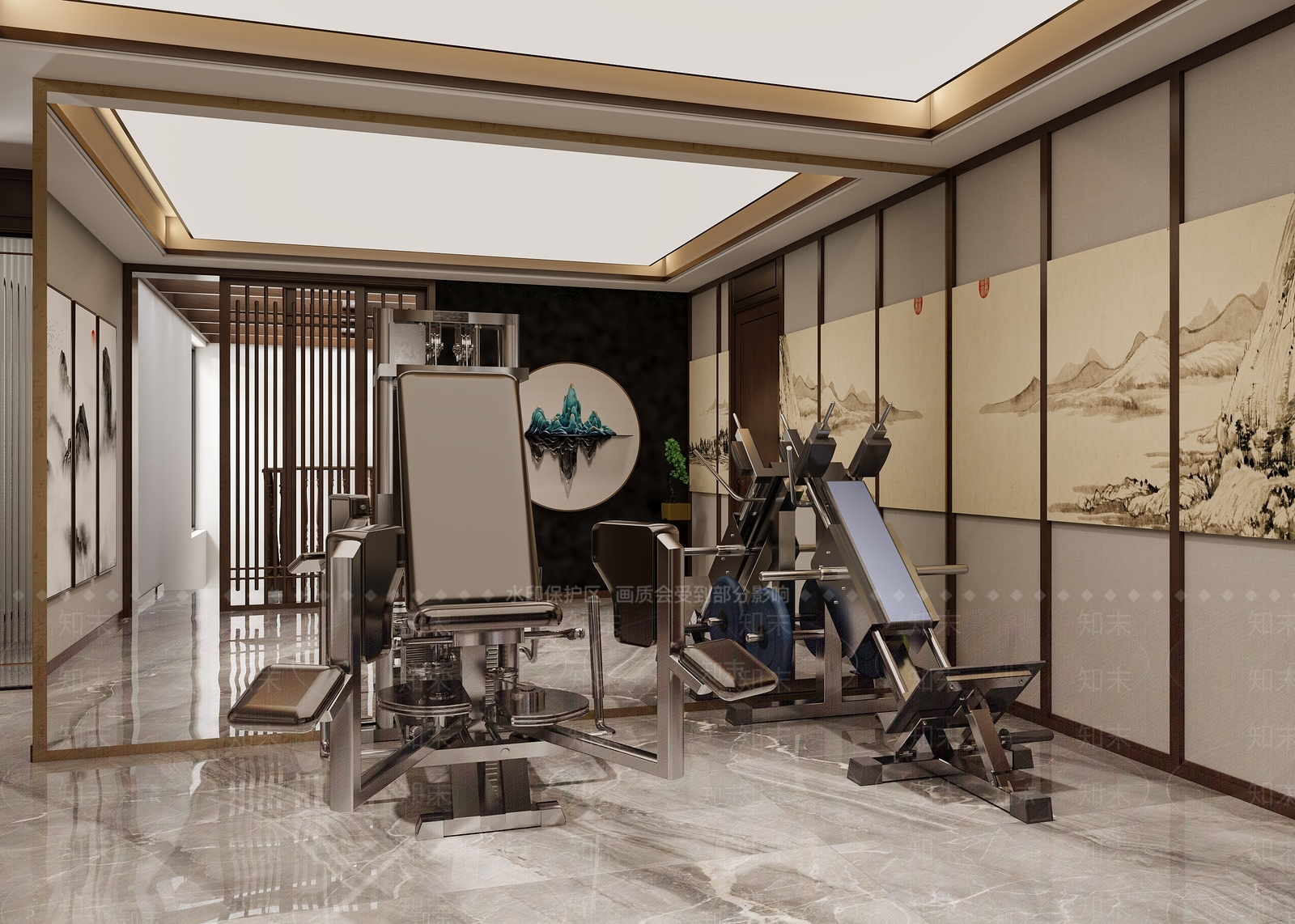 新中式家居健身区3D模型下载【ID:1157748467】