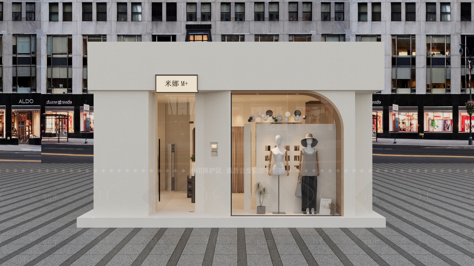 现代奶油风服装店门头3D模型下载【ID:1157748125】