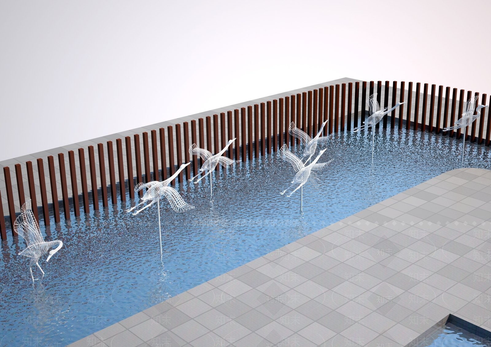 现代白鹤雕塑3D模型下载【ID:1157750405】