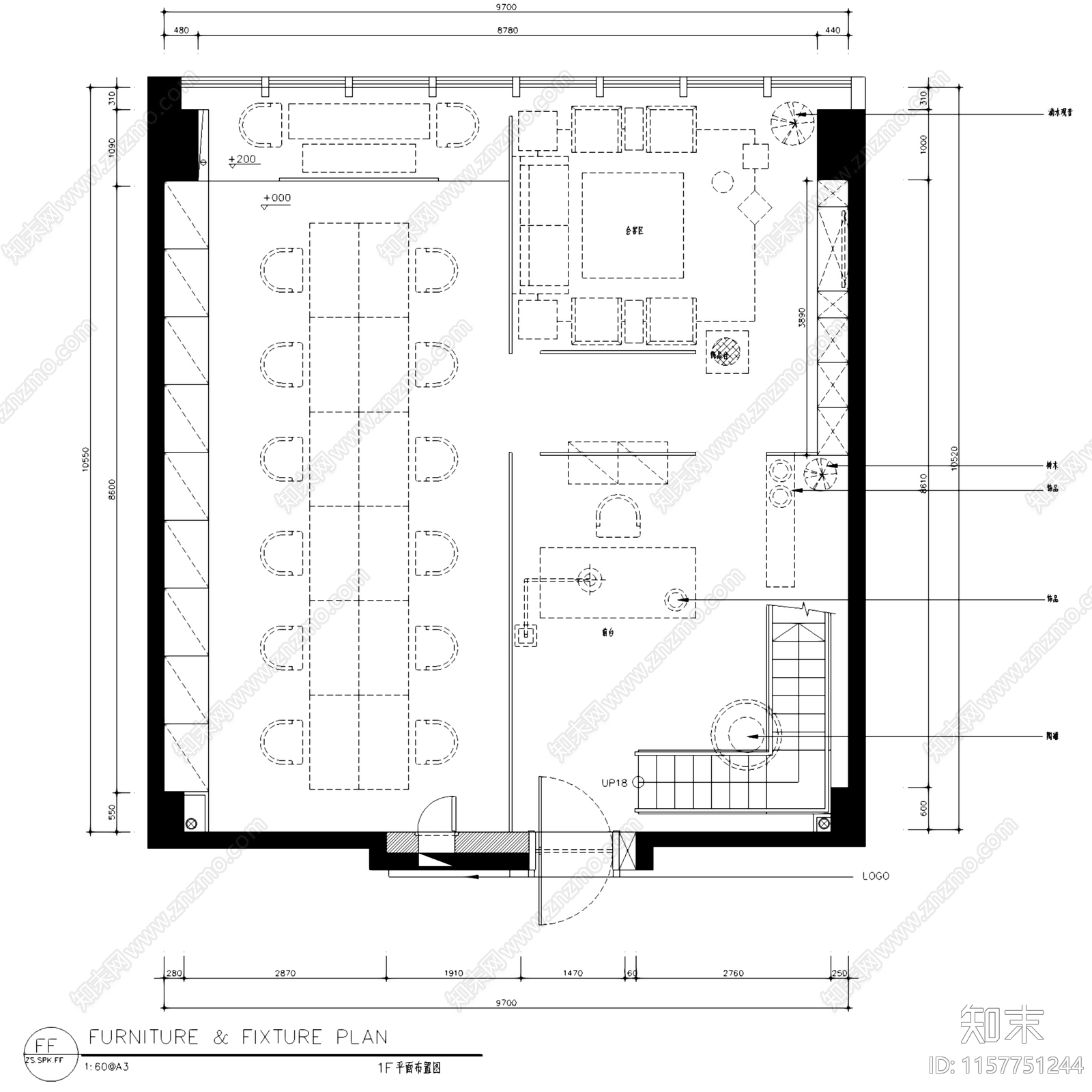 工业新中式时代广场25楼H号办公室室内工装cad施工图下载【ID:1157751244】