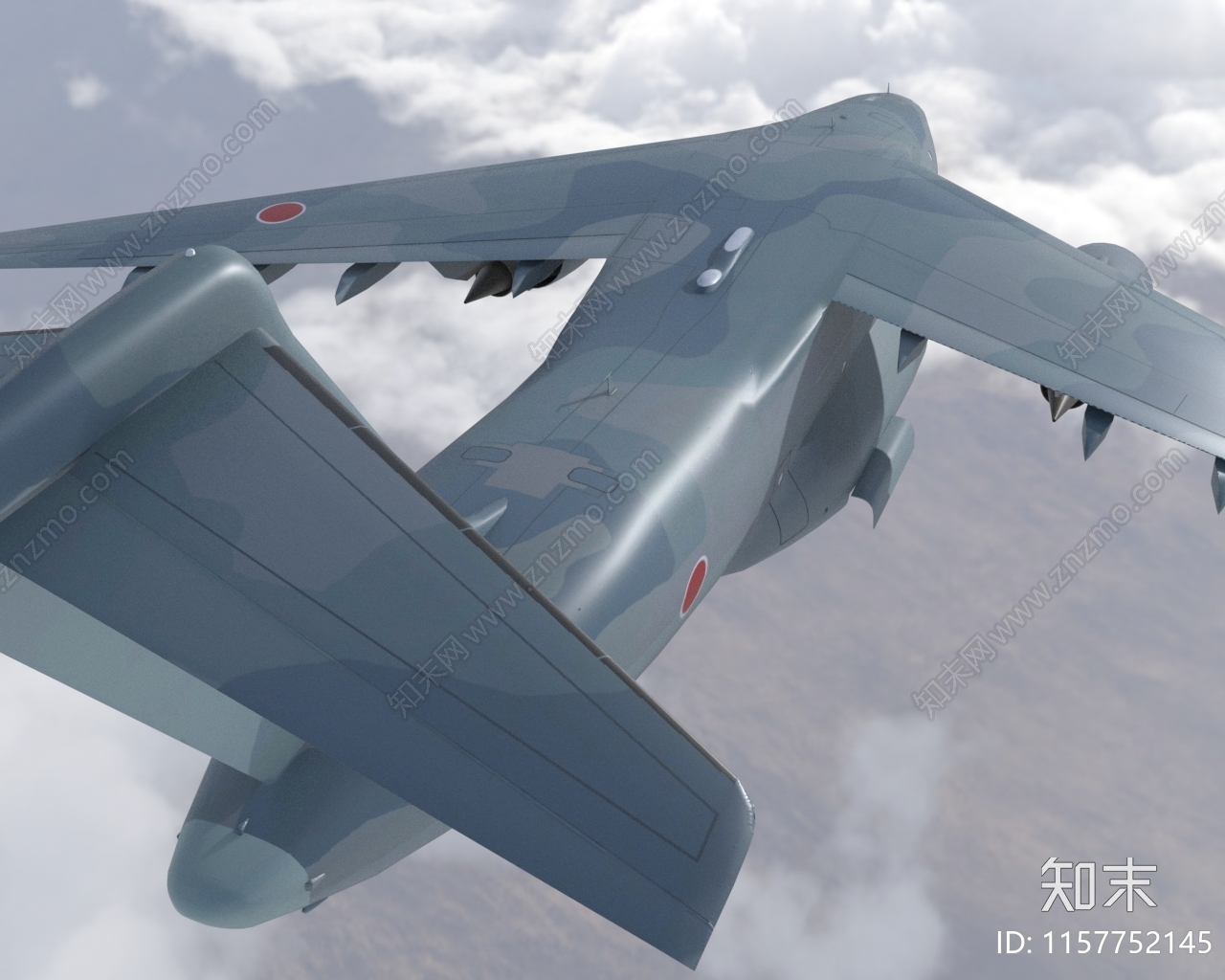 日本自卫队川崎C2大型运输机3D模型下载【ID:1157752145】