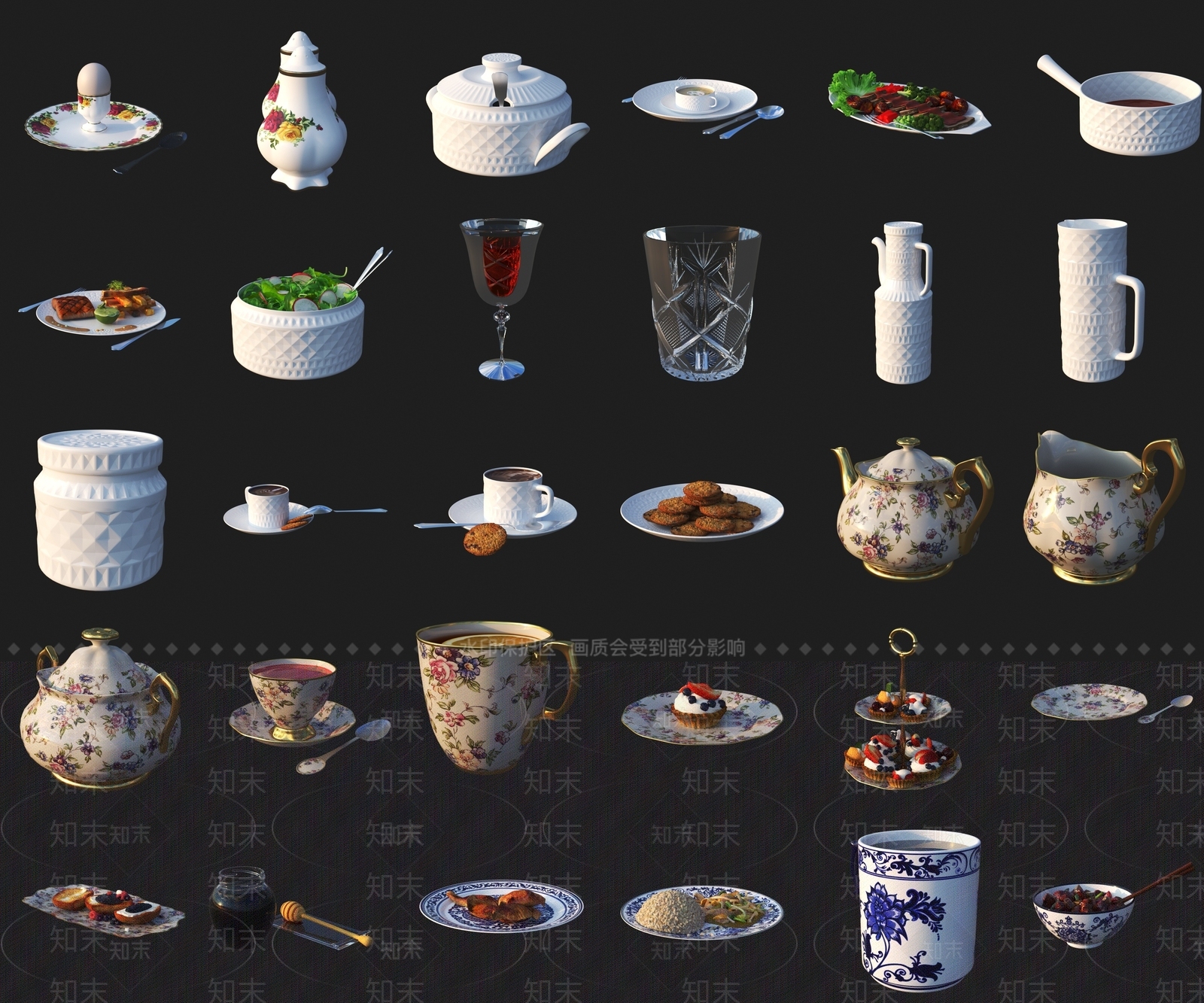 餐具组合3D模型下载【ID:1157752878】