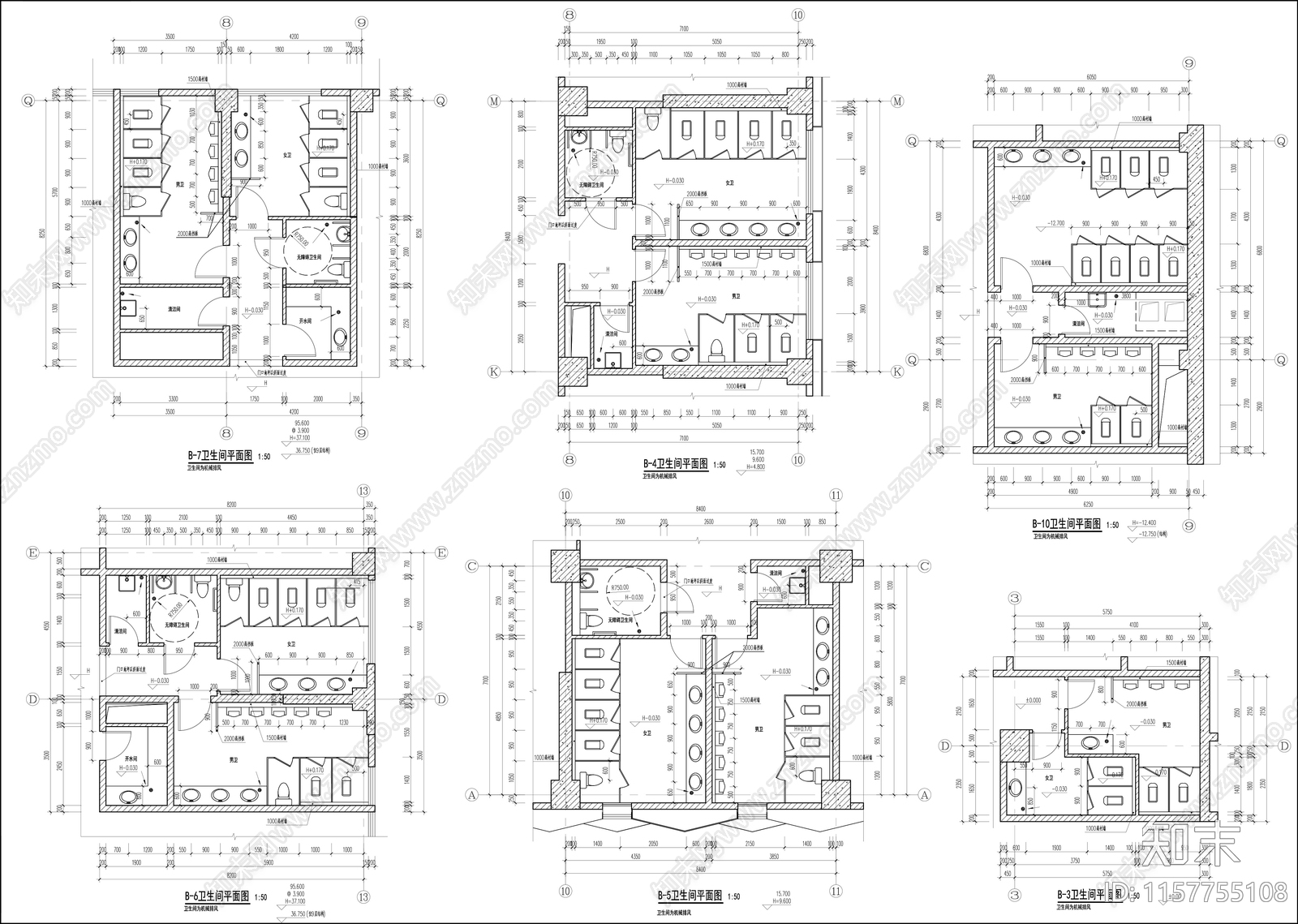 卫生间详图cad施工图下载【ID:1157755108】