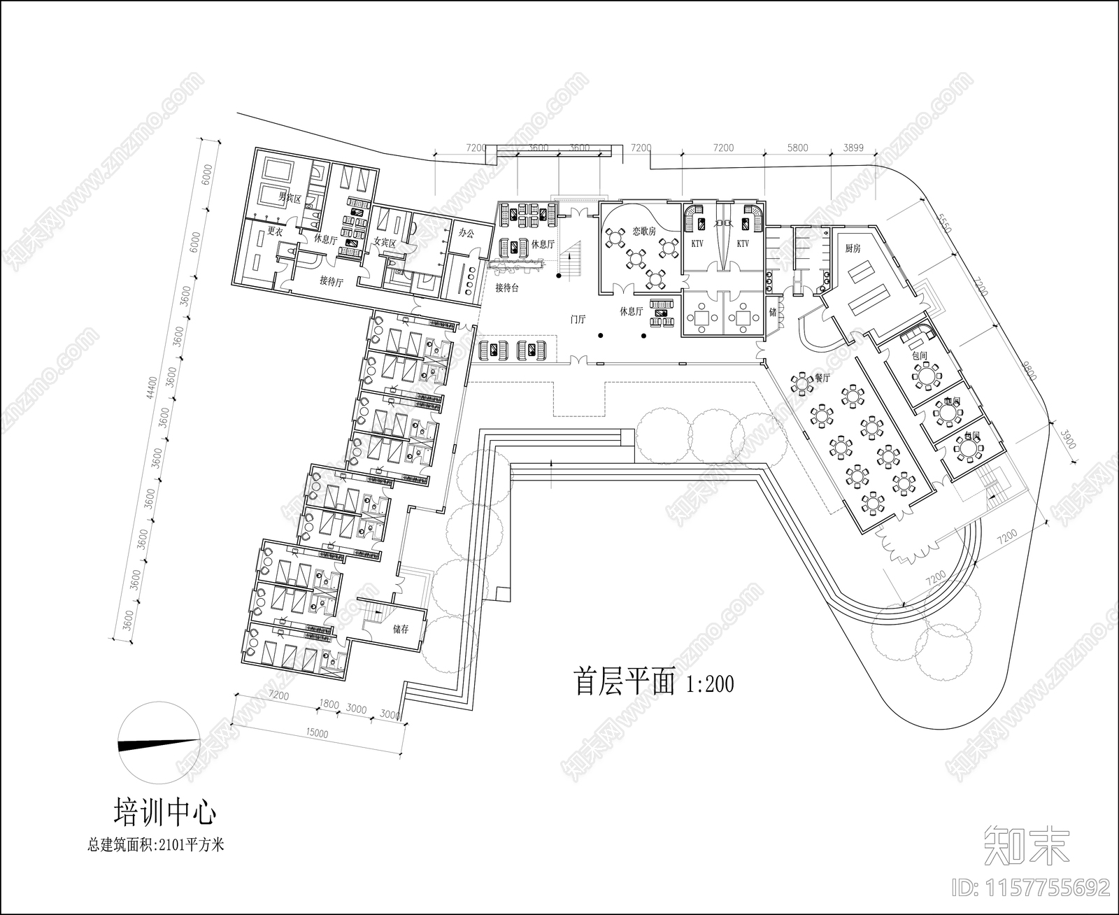 培训中心平面图施工图下载【ID:1157755692】