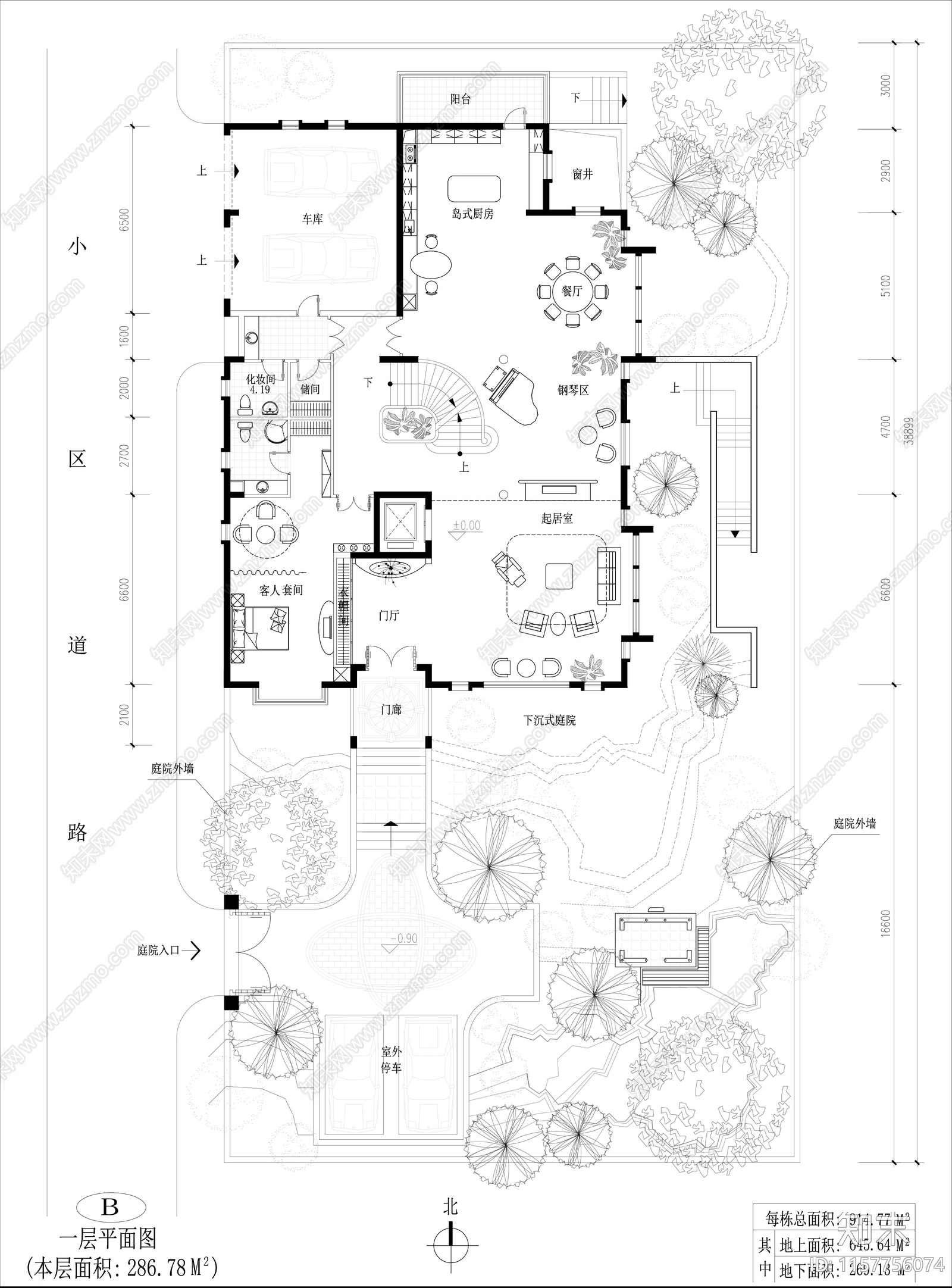 900平米别墅平面图cad施工图下载【ID:1157756074】