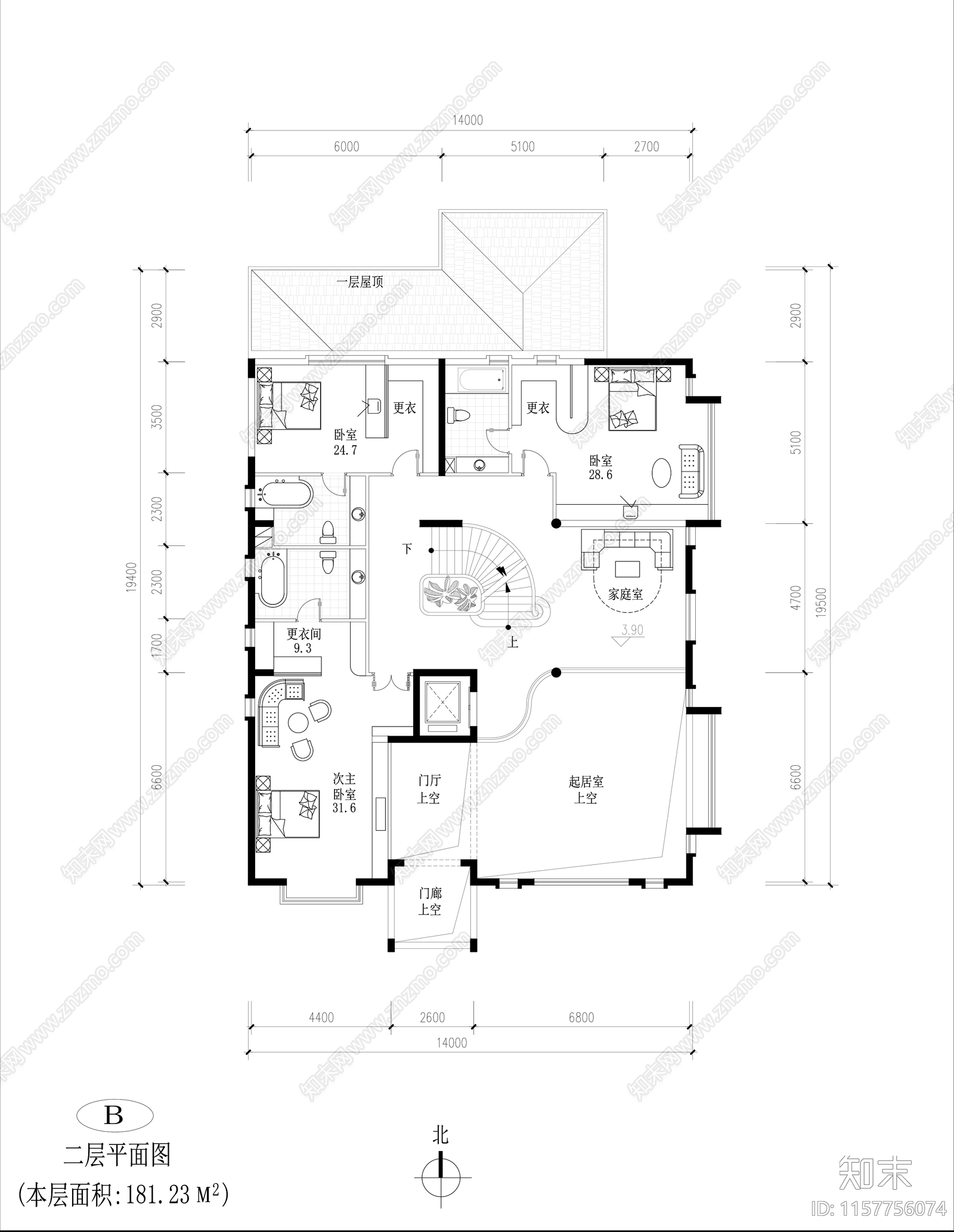 900平米别墅平面图cad施工图下载【ID:1157756074】