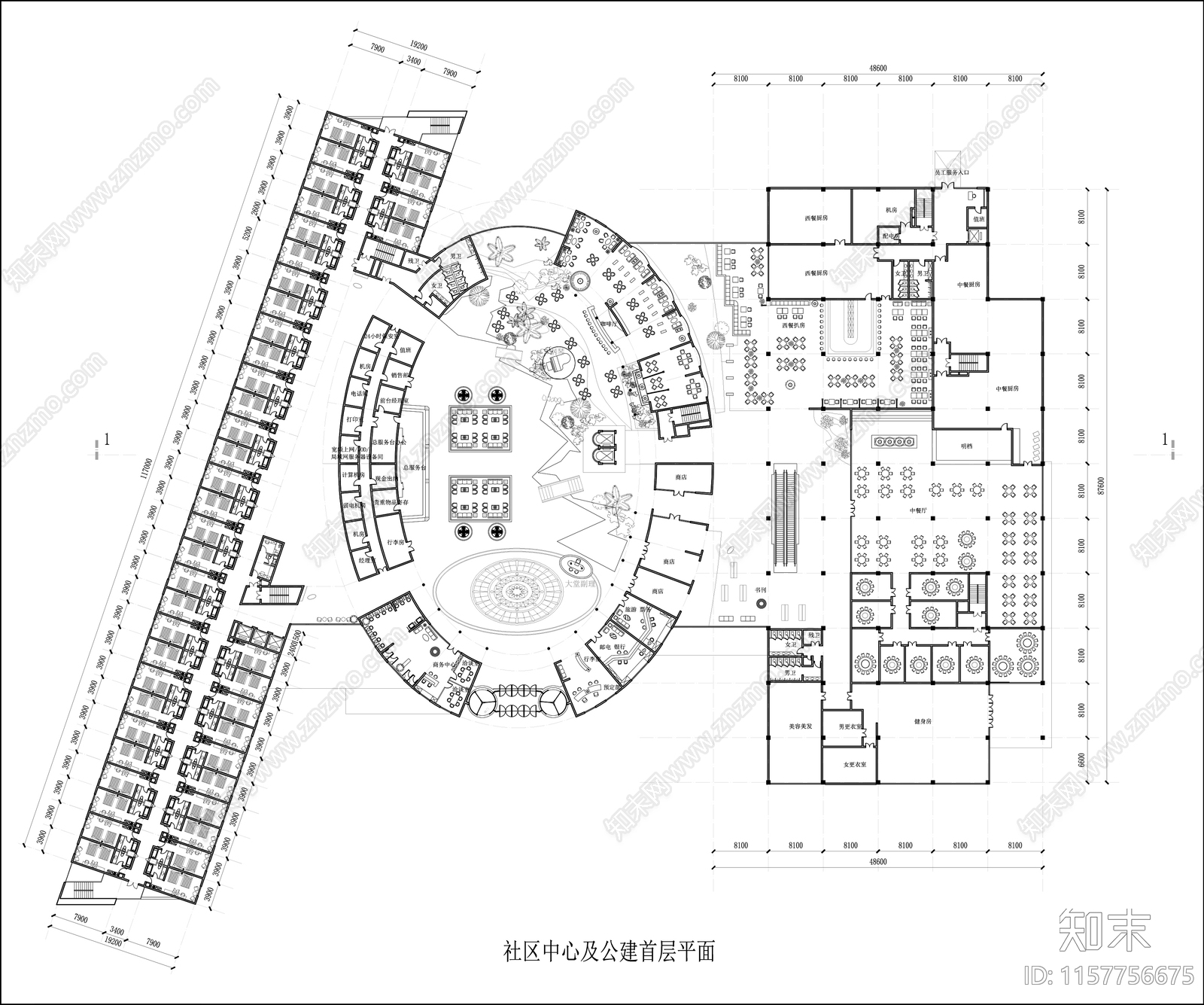 酒店方案图纸cad施工图下载【ID:1157756675】