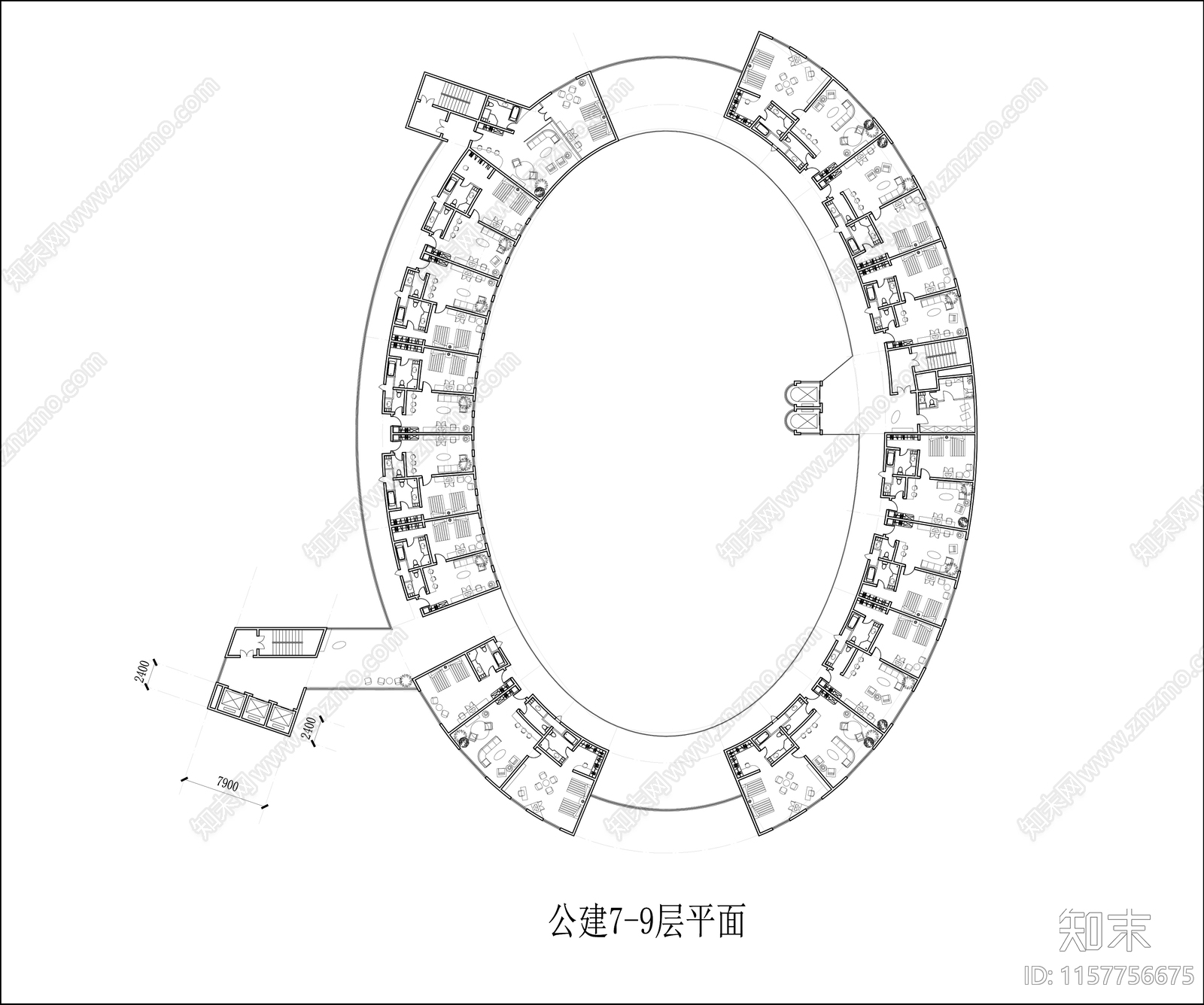 酒店方案图纸cad施工图下载【ID:1157756675】