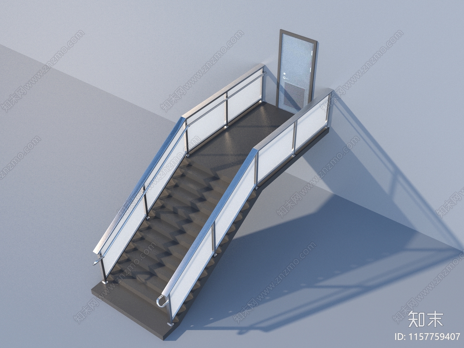 现代户外钢架楼梯3D模型下载【ID:1157759407】