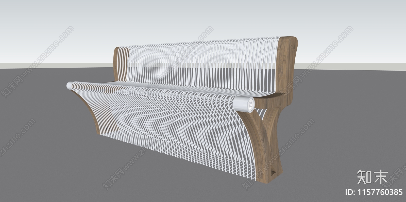 现代木质金属景观户外坐凳SU模型下载【ID:1157760385】