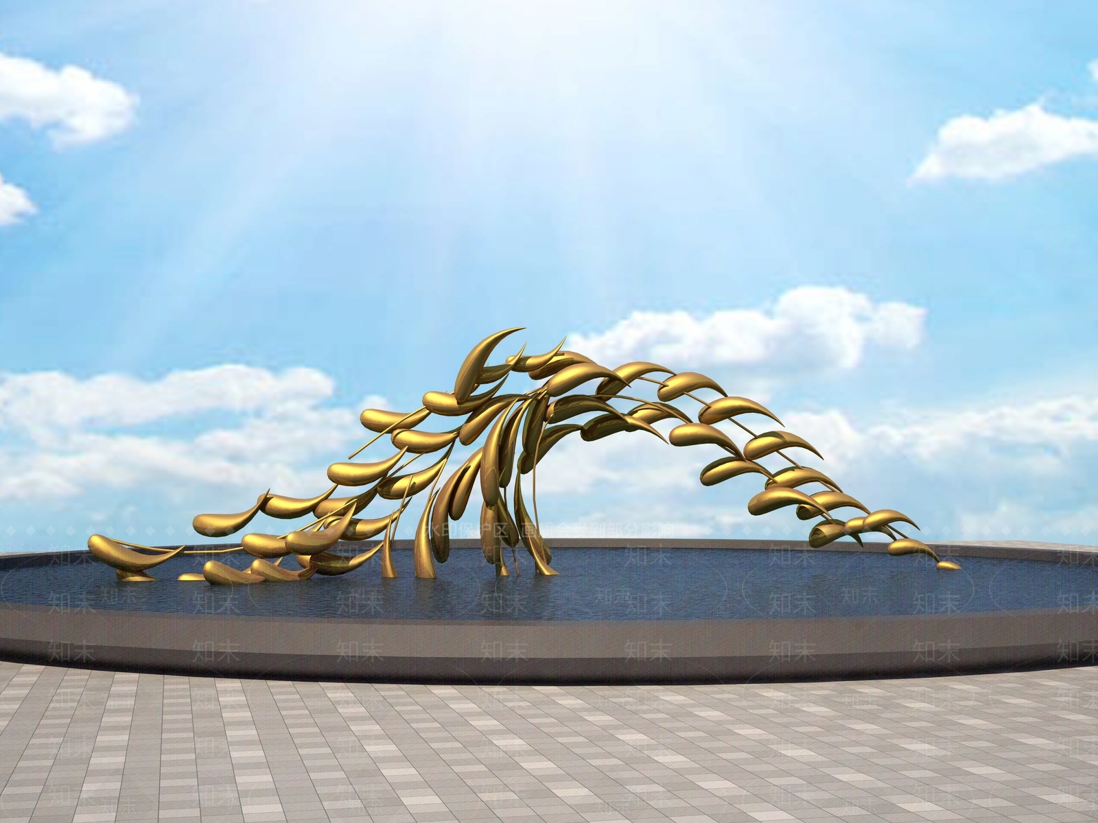 现代抽象鱼群雕塑3D模型下载【ID:1157760955】