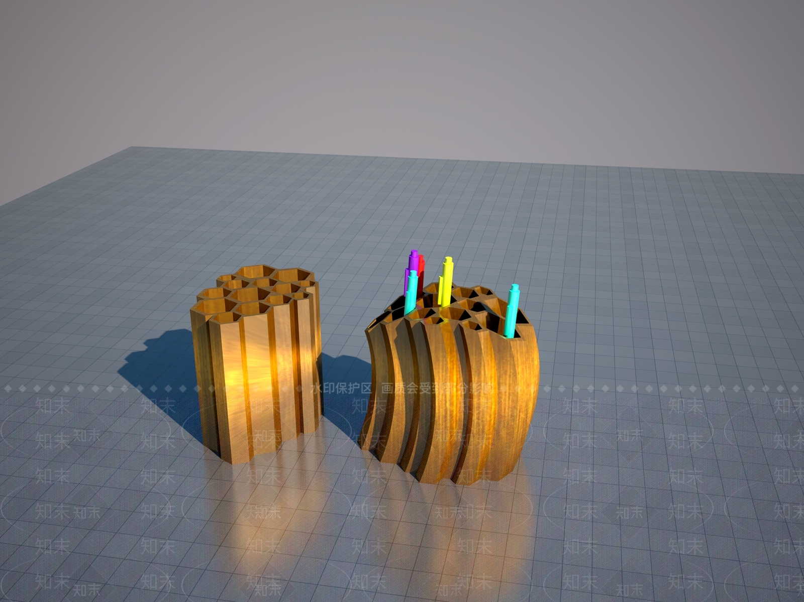 蜂窝状笔筒3D模型下载【ID:1157762244】