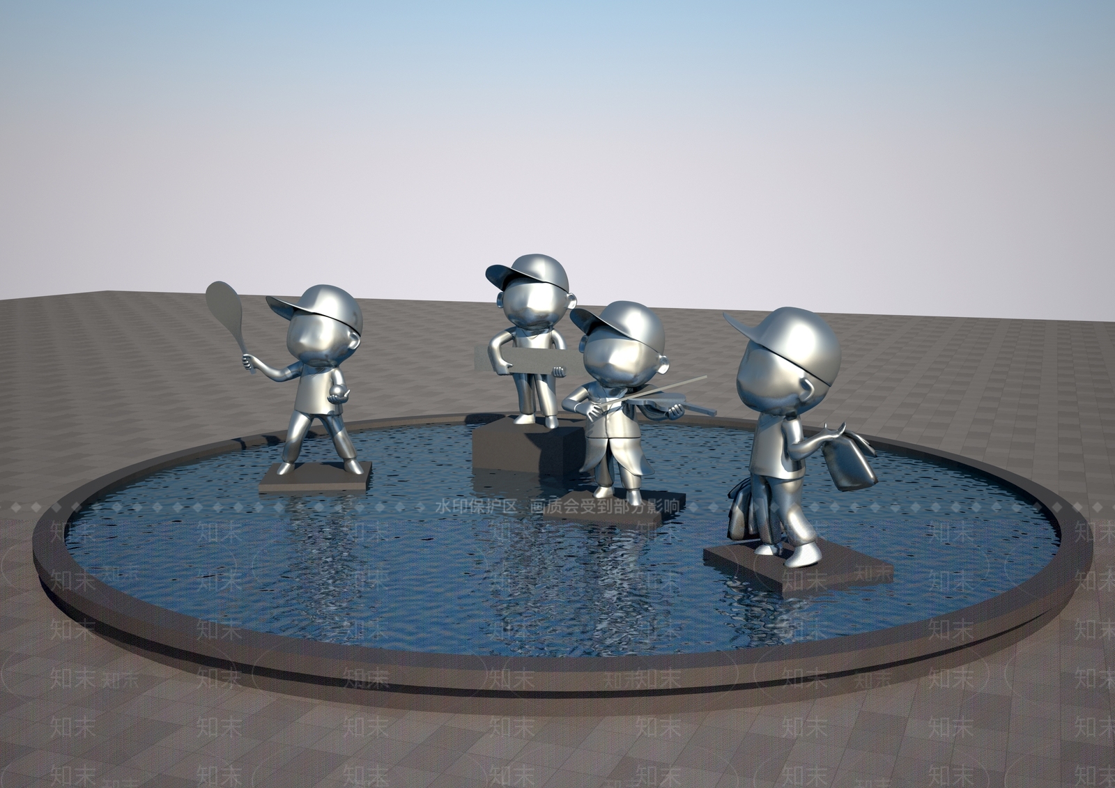 现代运动卡通人物雕塑3D模型下载【ID:1157770650】