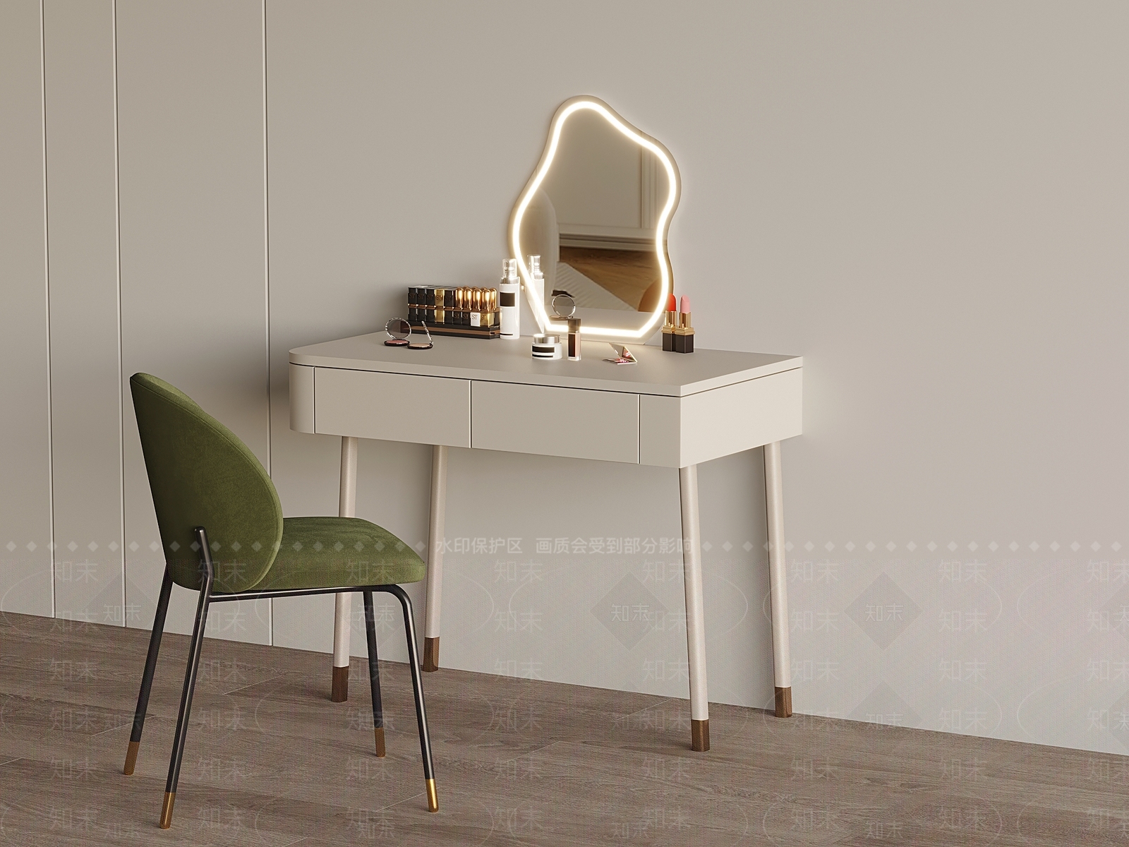 现代妆台妆凳组合3D模型下载【ID:1157774885】