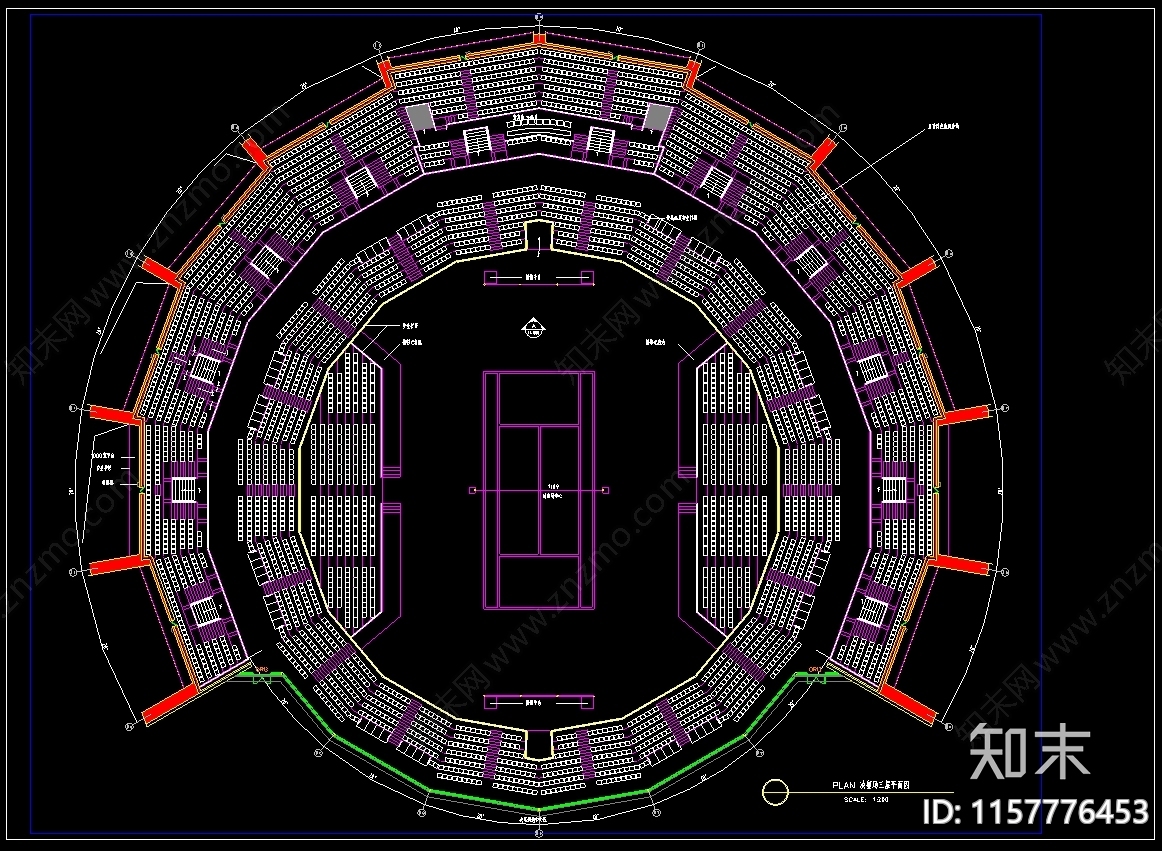 圆形综合体育馆图纸cad施工图下载【ID:1157776453】