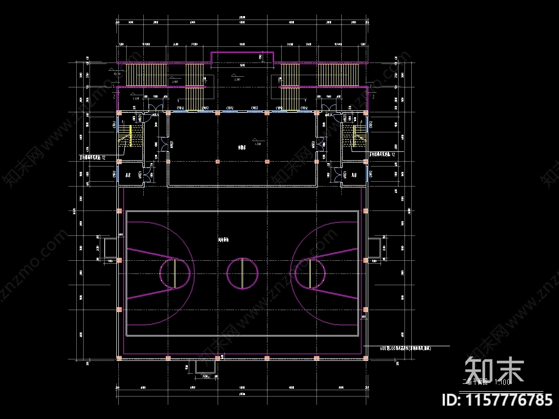 学校体育馆3层建筑cad施工图下载【ID:1157776785】