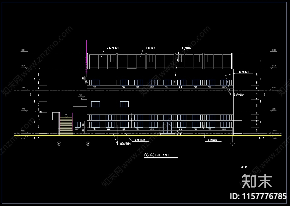 学校体育馆3层建筑cad施工图下载【ID:1157776785】