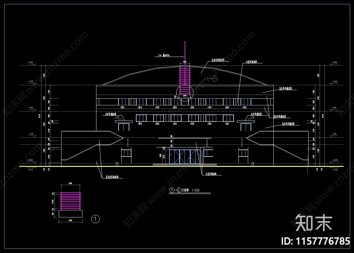 学校体育馆3层建筑cad施工图下载【ID:1157776785】