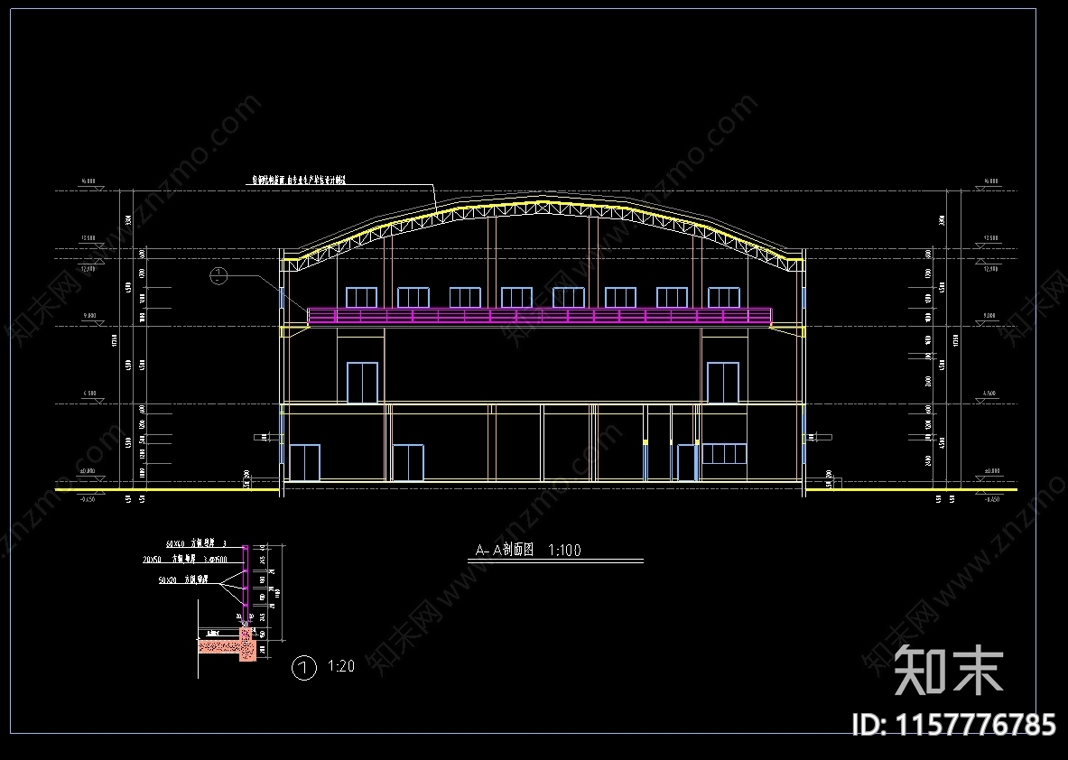 学校体育馆3层建筑cad施工图下载【ID:1157776785】