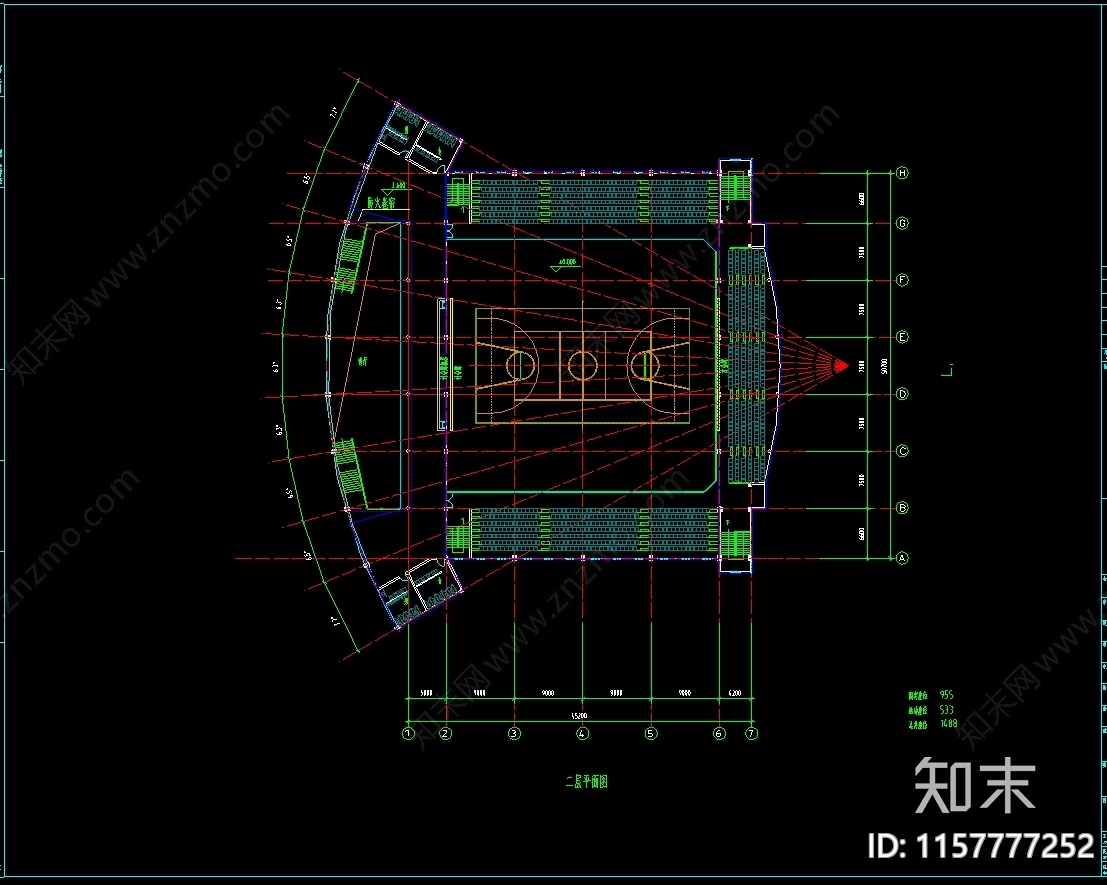 4500平米2层学校体育馆建筑扩初设计图cad施工图下载【ID:1157777252】